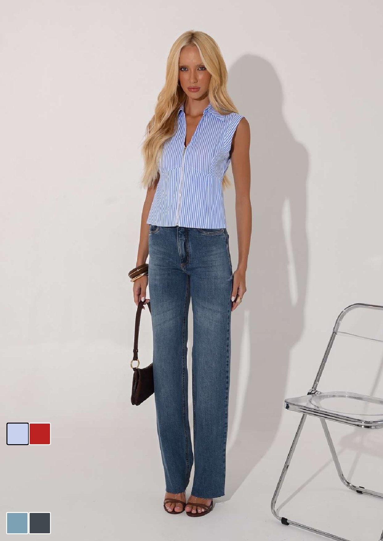 Camisa Zíper Cotton Stripes