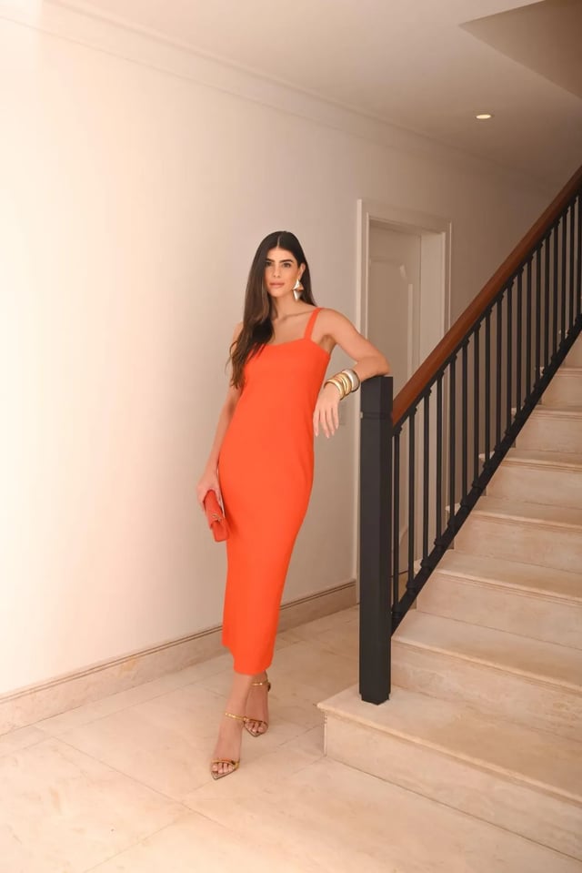 Vestido Midi com Alças em Malha