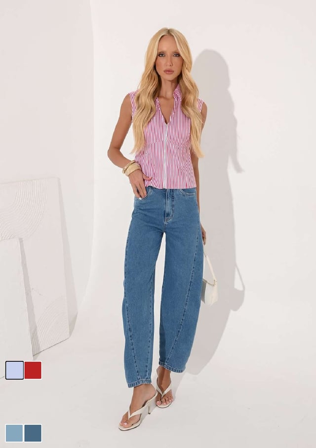 Camisa Zíper Cotton Stripes