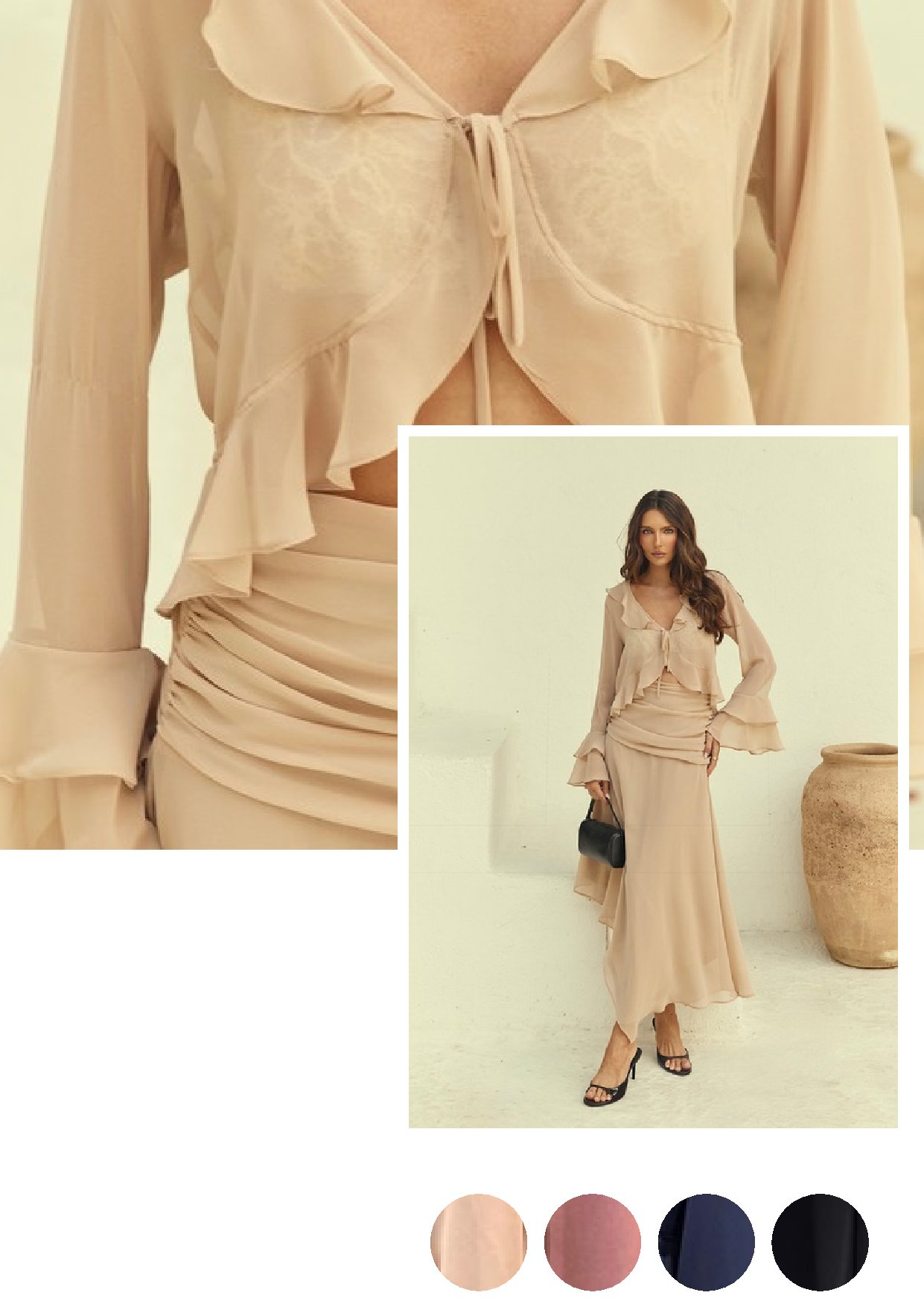 Conjunto Blusa c/ Top e Saia Midi Raquel