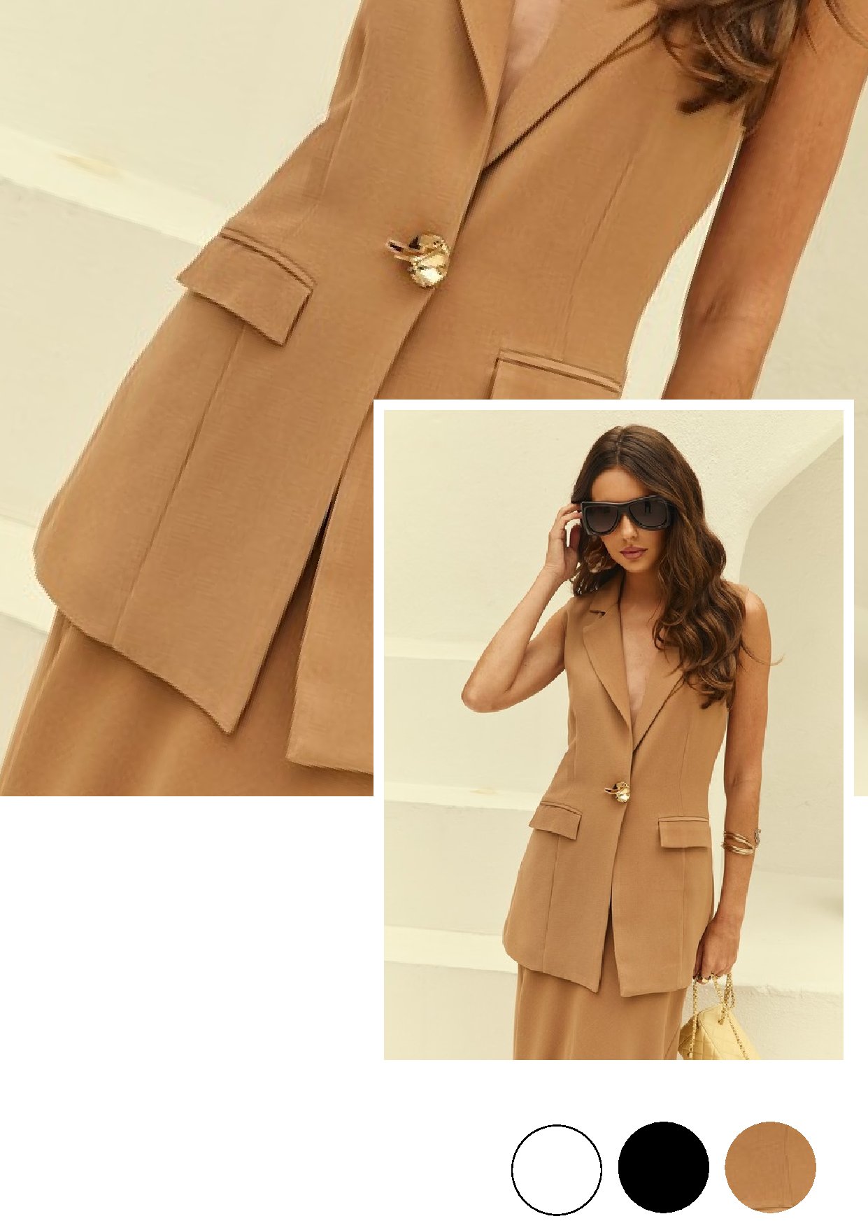 Colete Curto Alfaiataria Crepe Hermes