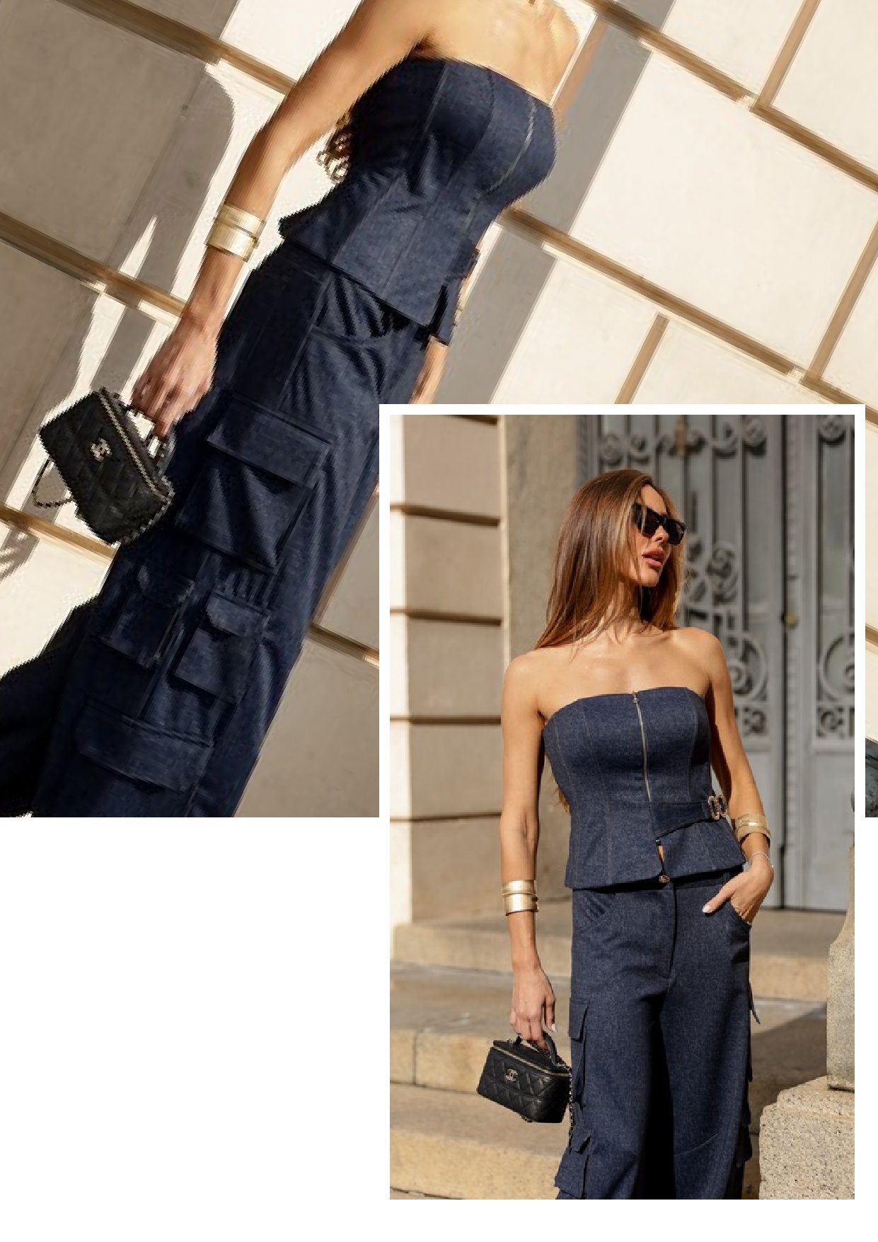 Blusa Tomara Que Caia Corset Mireon e Calça Cargo