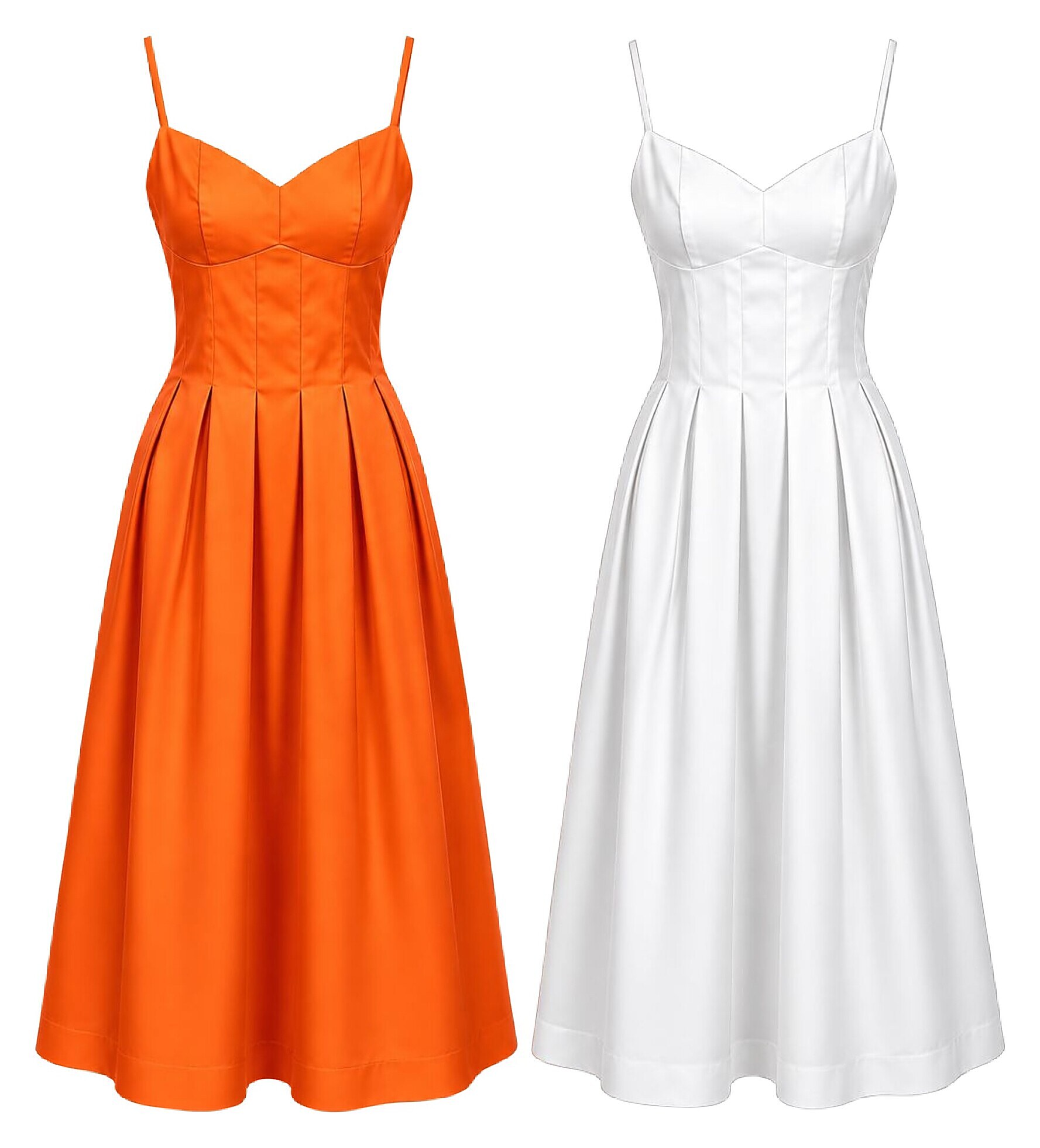 Vestido midi acinturado com pregas