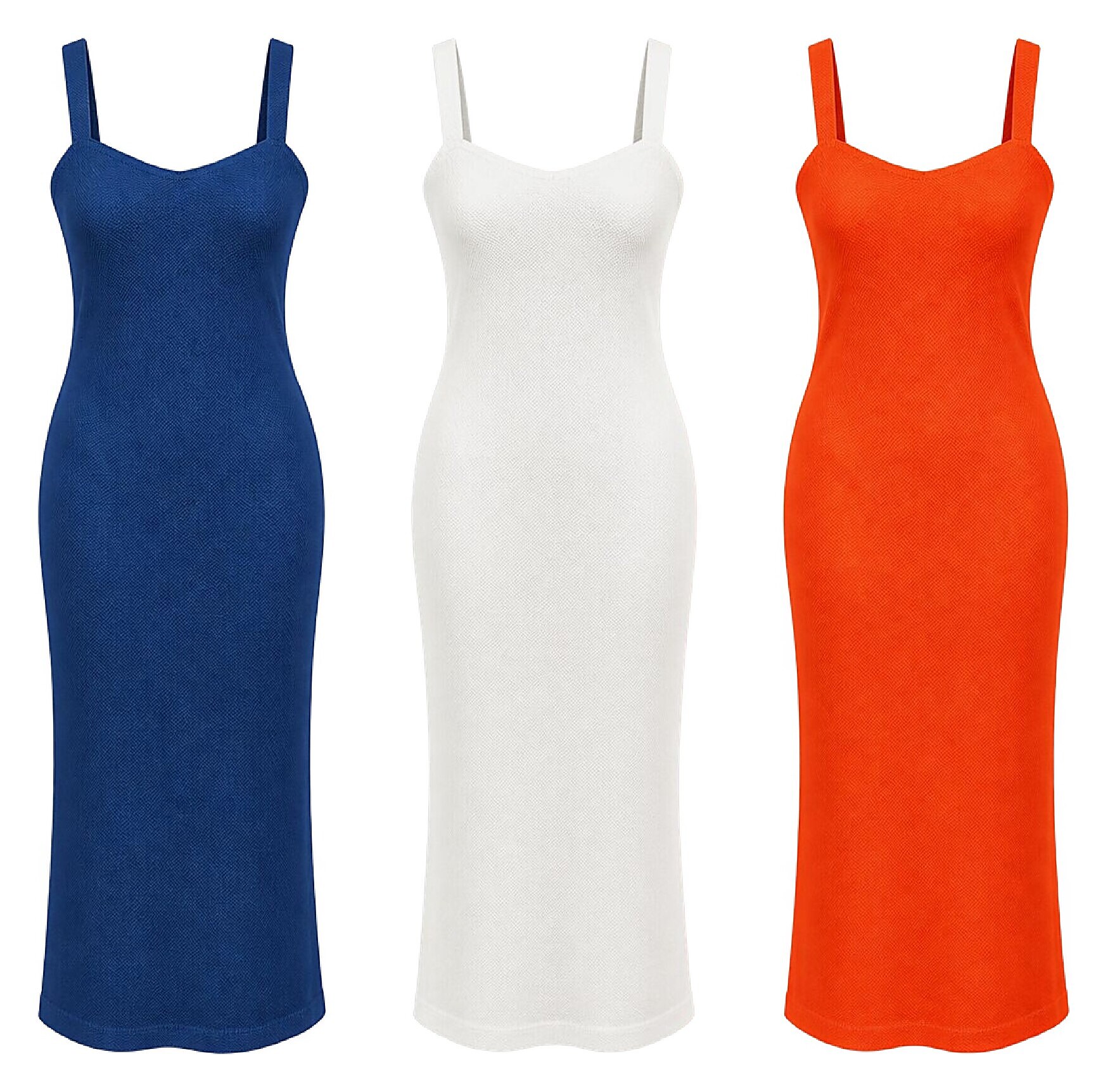 Vestido midi com alças em malha