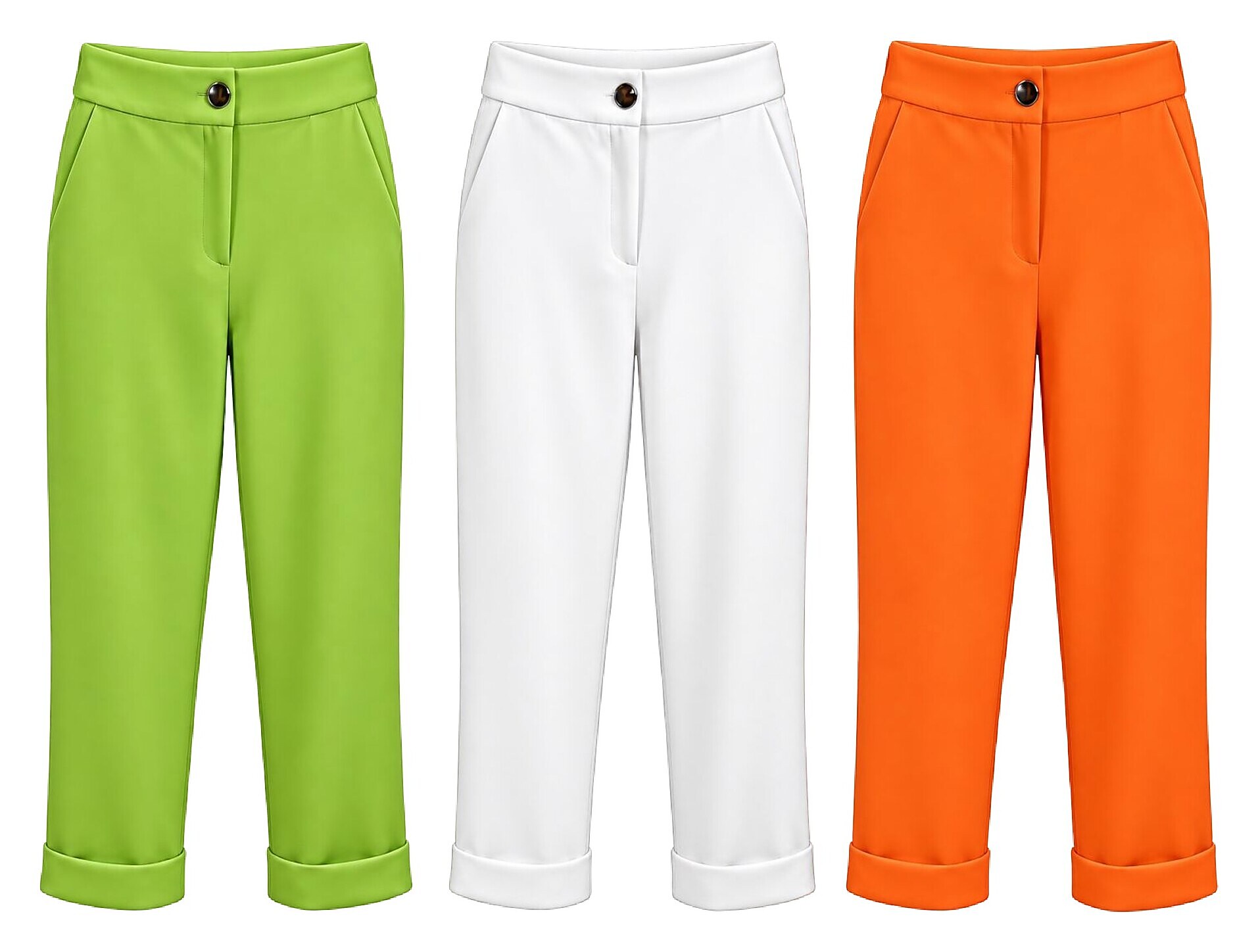 Calça reta com barra italiana