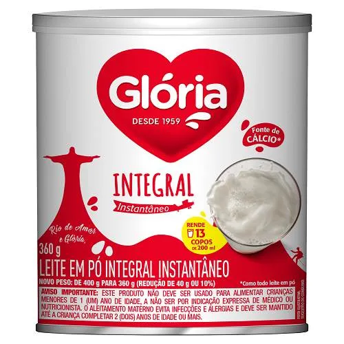 LEITE PO GLORIA 400G INTEG INST LT