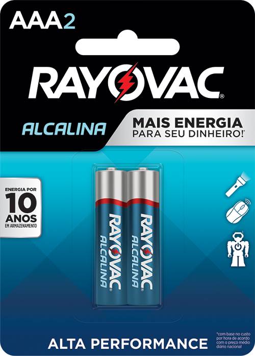 PILHA RAYOVAC ALC AAA2 PALITO 2UN SM