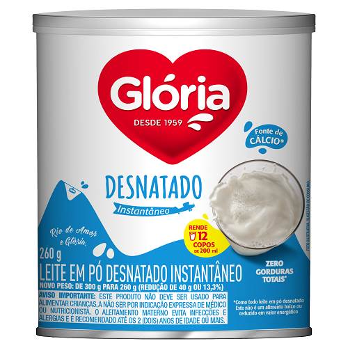 LEITE PO GLORIA 300G DESN INST LT