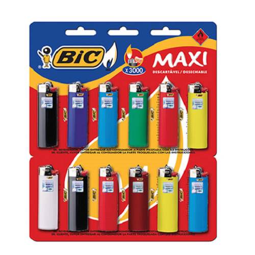 ISQUEIRO BIC MAXI 12UN CARTELA