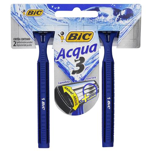 AP BIC ACQUA 3 LAMINA MOVEL AZUL 2UN