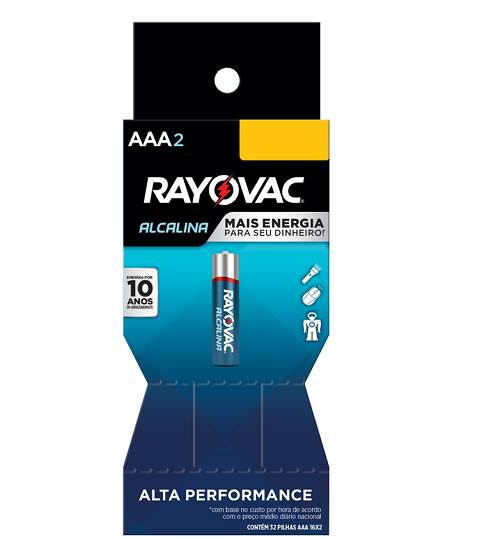 PILHA RAYOVAC ALC AAA2 PALITO 2UN TUBO
