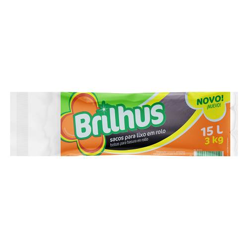 SACO LIXO BRILHUS PRETO RL 15L 60UN