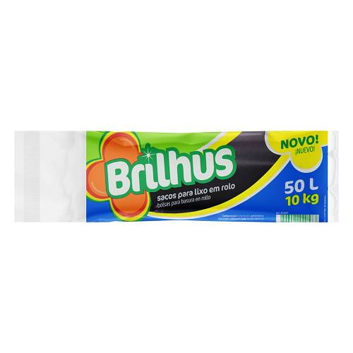 SACO LIXO BRILHUS PRETO RL 50L 30UN