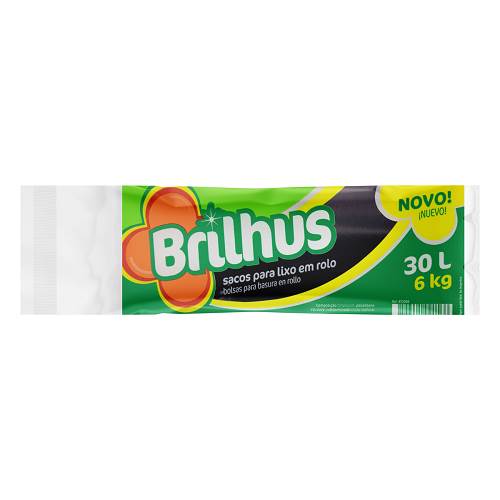 SACO LIXO BRILHUS PRETO RL 30L 30UN