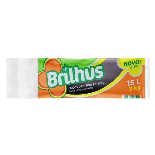 SACO LIXO BRILHUS ALMOF PRETO 15L 20UN