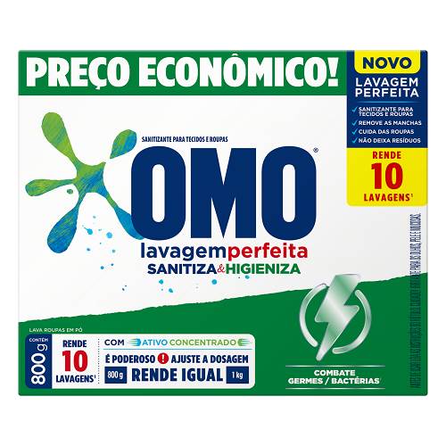 LAVA ROUPA OMO SANIT 800G LAV PERF CX
