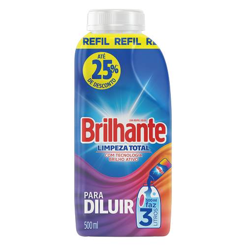 LAVA ROUPA LIQ BRILHANTE 500ML DILUIR 
