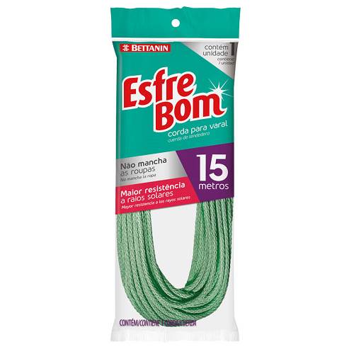 CORDA VARAL PLASTICA ESFREBOM 15M 12UN