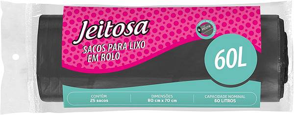 SACO LIXO JEITOSA PRETO RL 60L 25UN