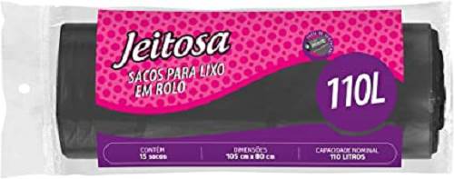 SACO LIXO JEITOSA PRETO RL 110L 15UN