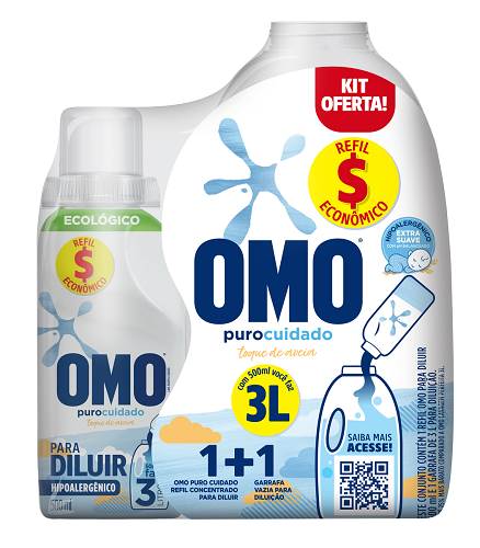 DET LIQ OMO CONC 500ML  GF 3L PURO CUID
