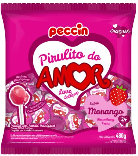 BOMB PIRULITO PECCIN AMOR 480G MORANGO 