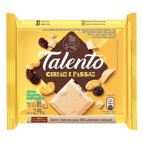 BOMB TAB TALENTO 85G CEREAIS PASSAS