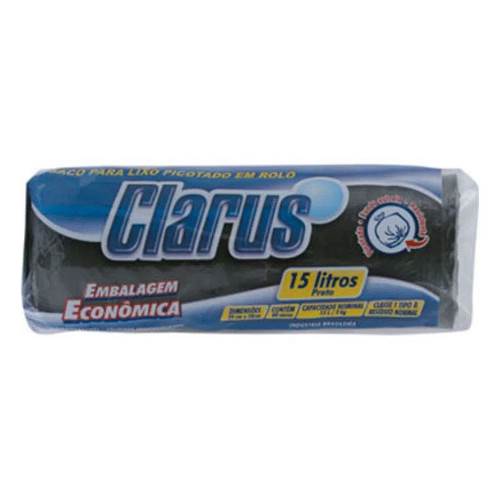 SACO LIXO CLARUS PRETO RL 15L 60UN