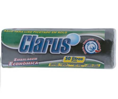 SACO LIXO CLARUS PRETO RL 50L 30UN