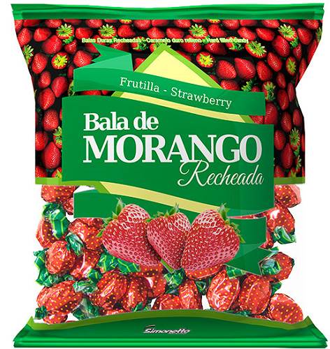 BOMB BALA RECH SIMO 500G MORANGO