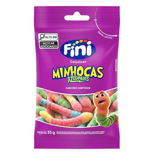 BOMB BALA GELAT FINI 35G SOUR MINHOCA