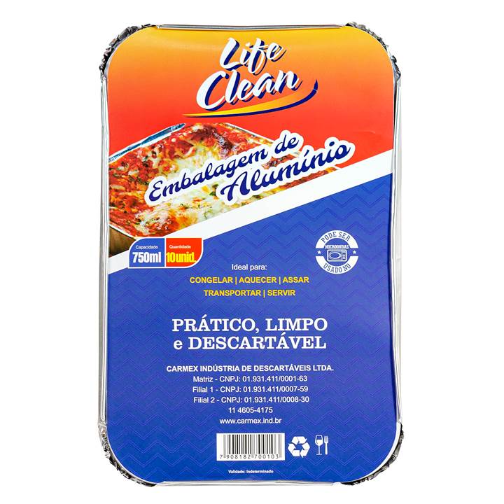 BANDEJA ALUM RETANG LIFE CLEAN 750ML