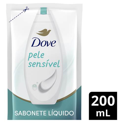 SAB LIQ DOVE 200ML PELE SENSIVEL REFIL